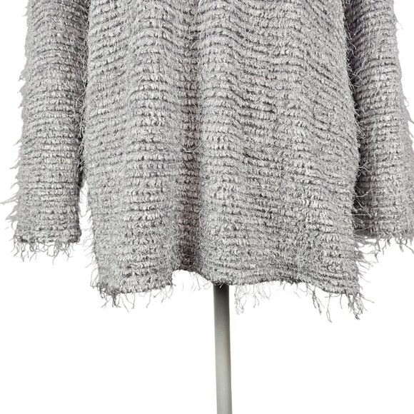 Artex Womens M Sweater Eyelash Fuzzy Soft Pullover Grey Silver Comfy Casual - Picture 16 of 16